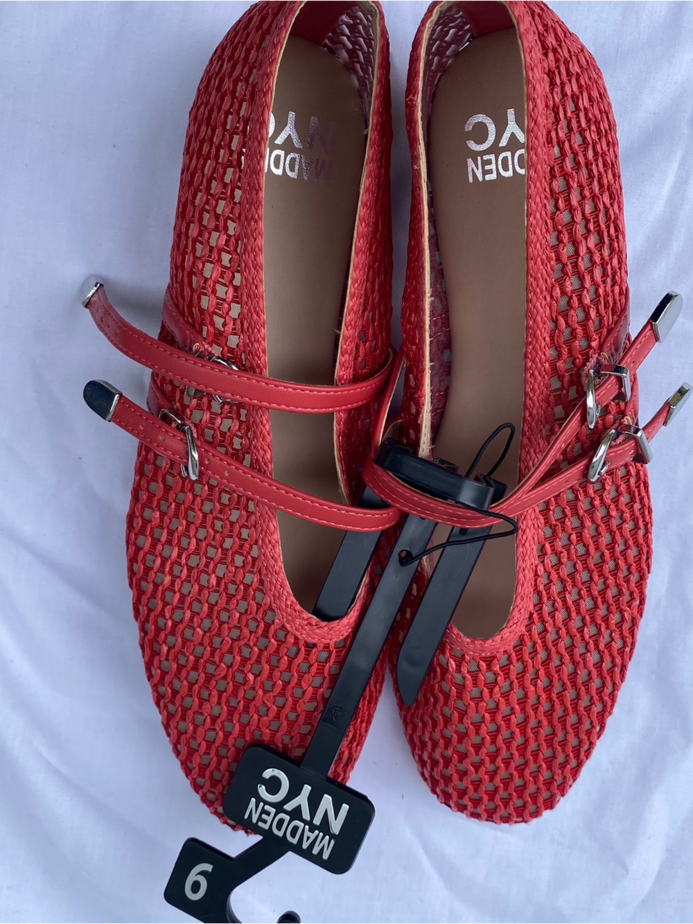 Madden NYC Women's Red Woven Ballerina Flats Size 9